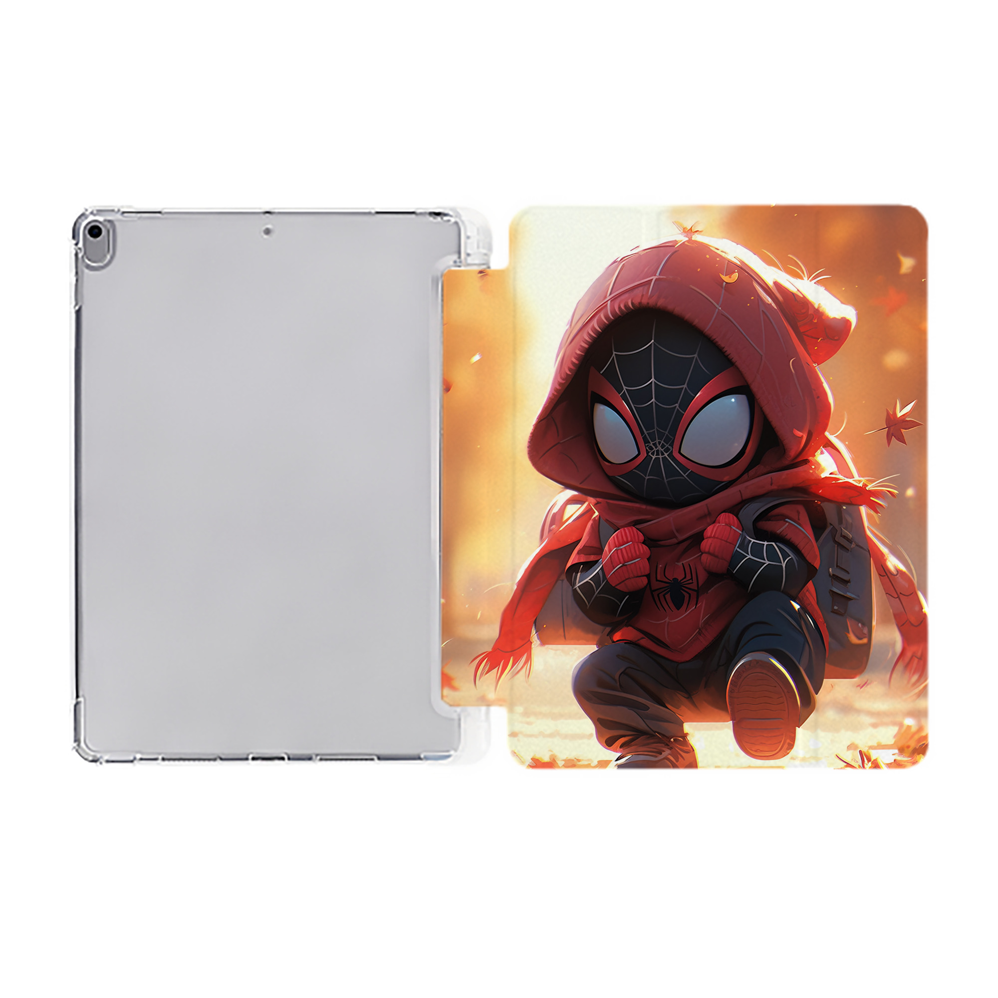 （画像用） Spider Man スパイダーマン IPad ケース ペン収納付き 三つ折りスタンド PUレザー×シリコン 対応機種9.5/10.5/10.9インチ